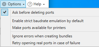 Virtual Serial Port Driver Options