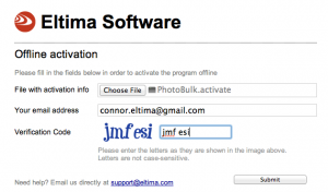 Submit activation info.