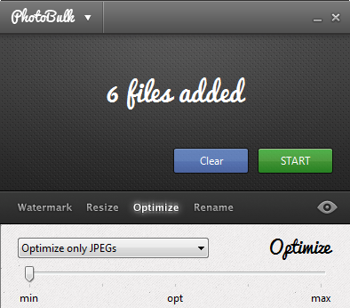 photobulk optimize jpeg only