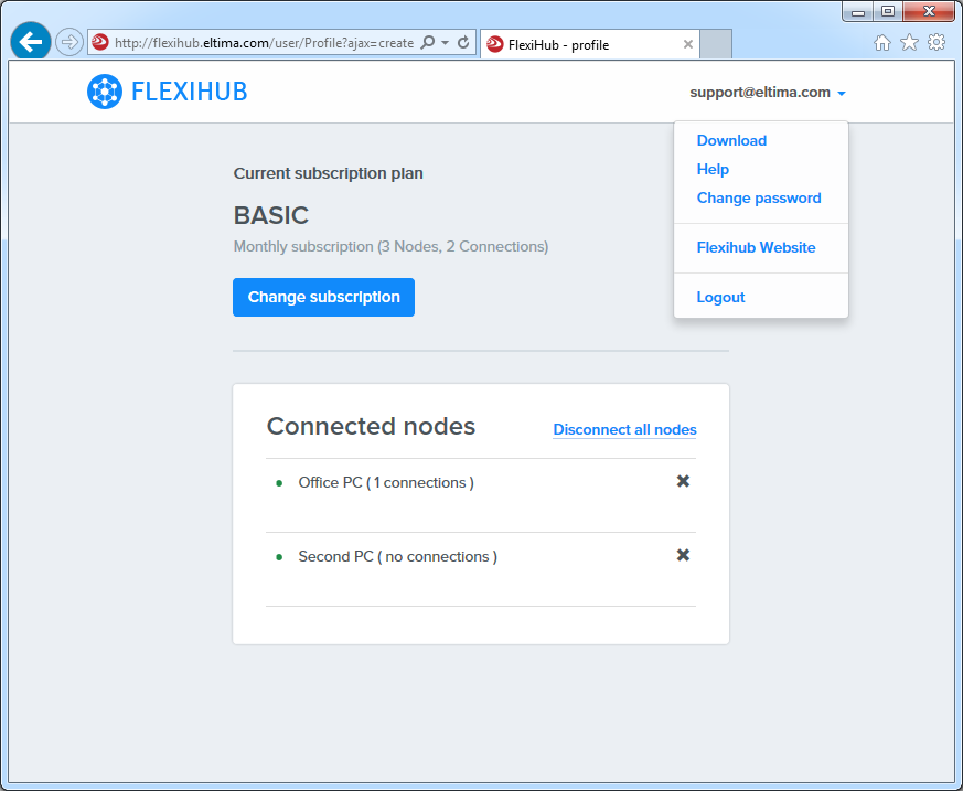 free user name and password for flexihub