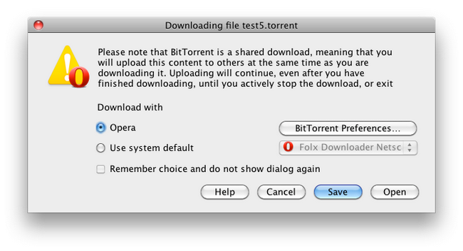 how to change default torrent downloader opera mac